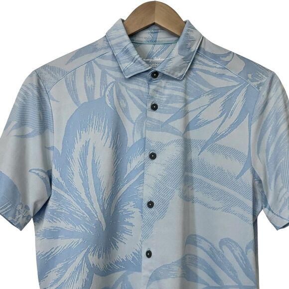 Tommy Bahama Islandzone Mens Medium Floral Button Up Shirt Short Sleeve Blue - Picture 3 of 9